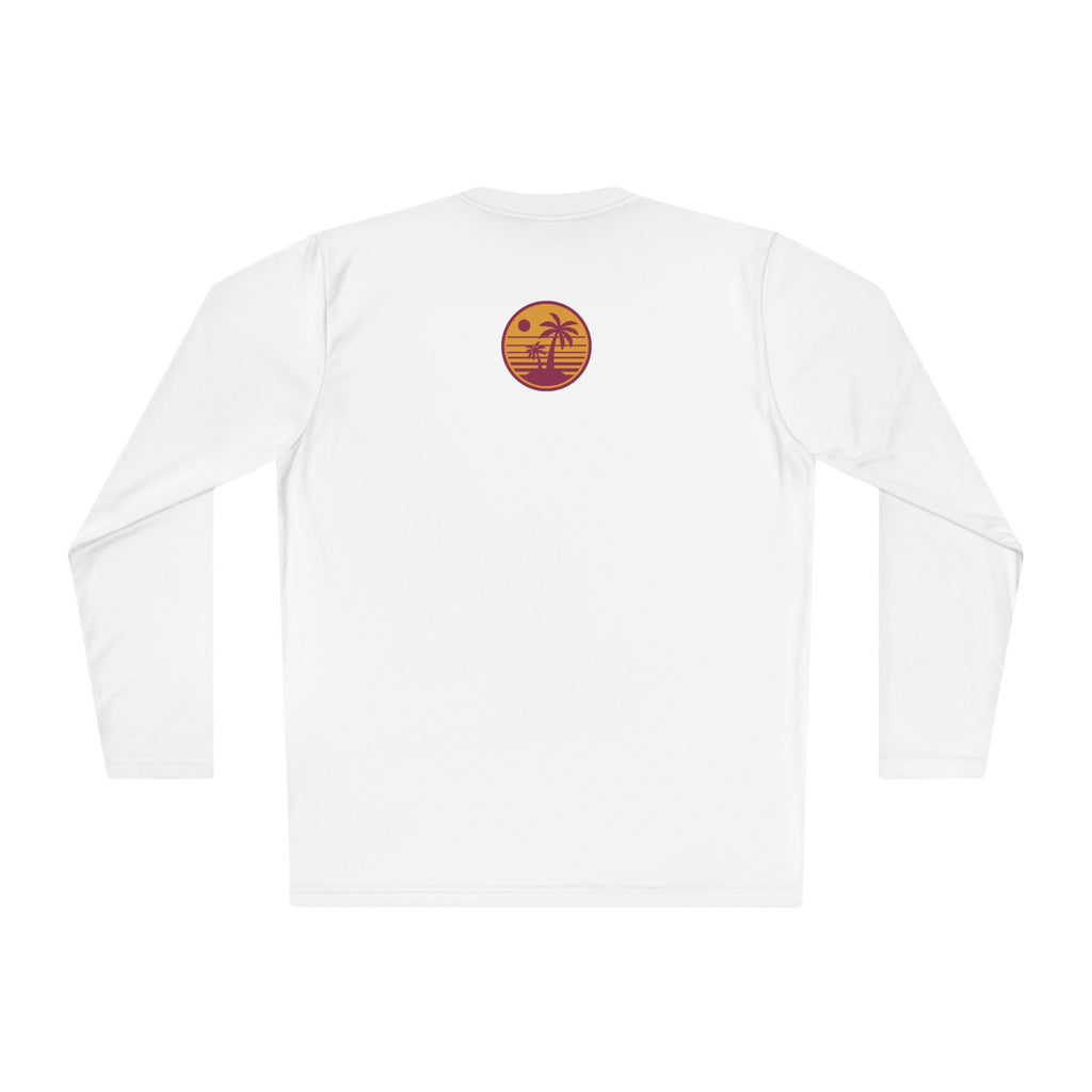 Chill Vibes Unisex Long Sleeve Tee - 'First Glance' Design with Sunset Palm Graphic