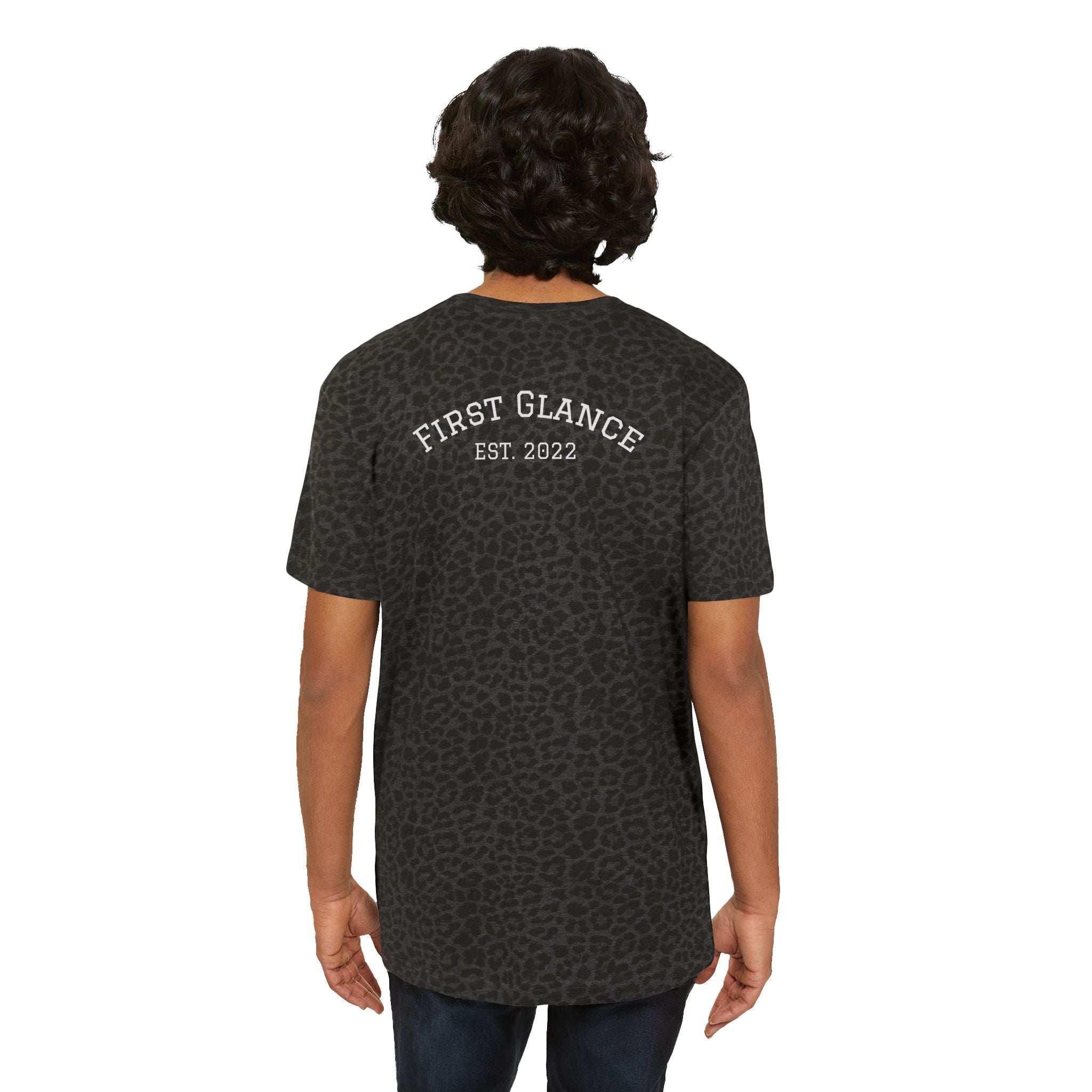 Trendy Men's Jersey Tee - 'First Glance' Leopard Print Shirt