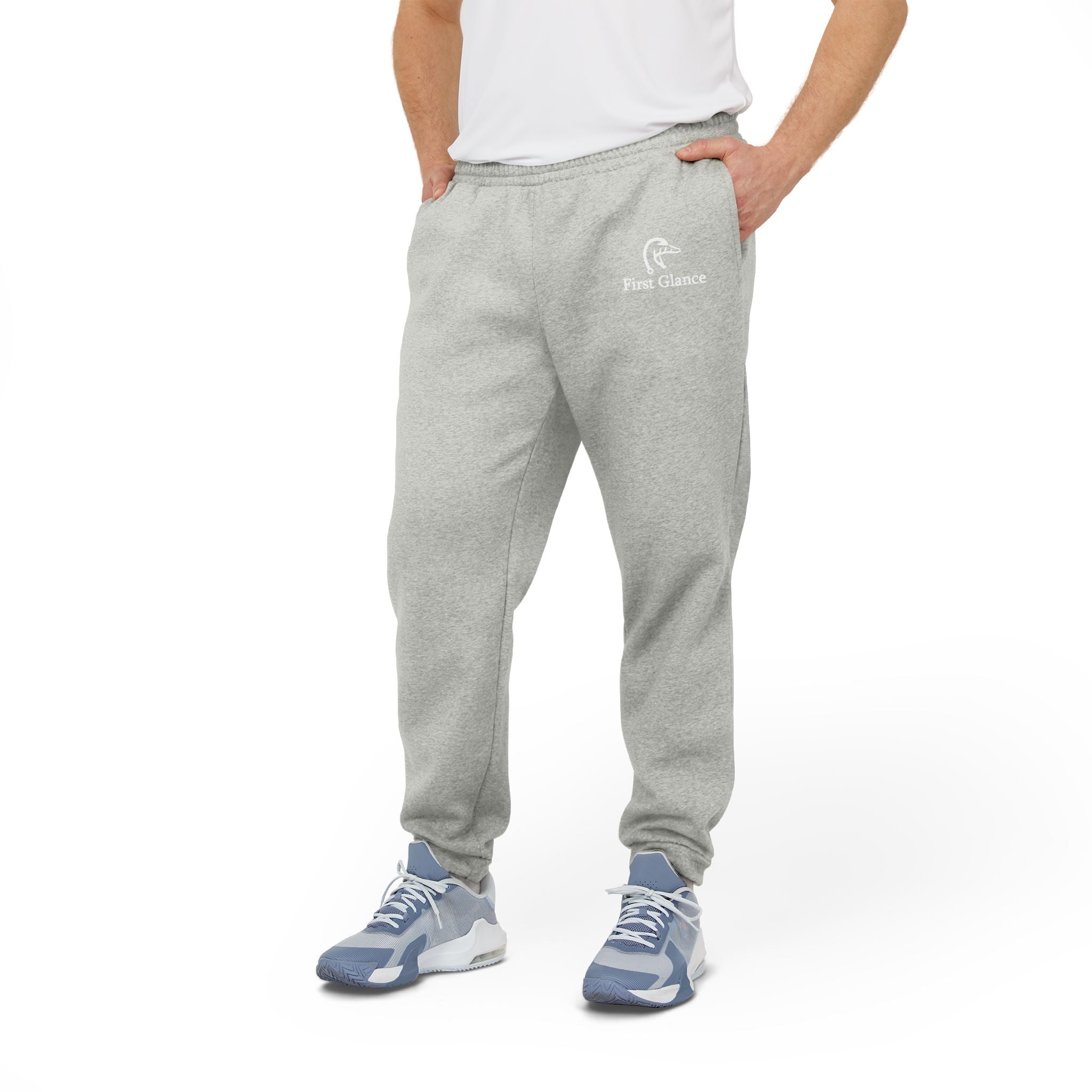 Adidas Fleece Joggers — Charcoal Casual Sweatpants with Small Logo
