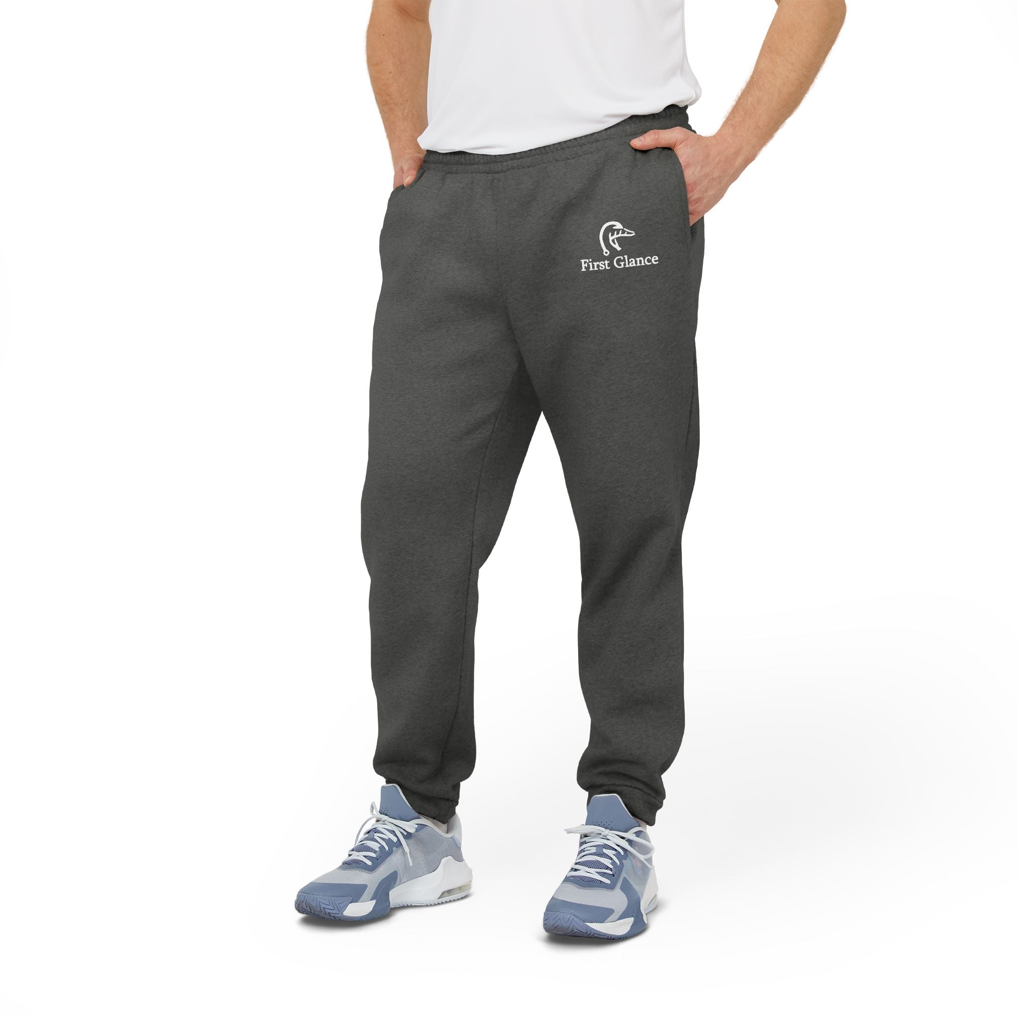 Adidas Fleece Joggers — Charcoal Casual Sweatpants with Small Logo