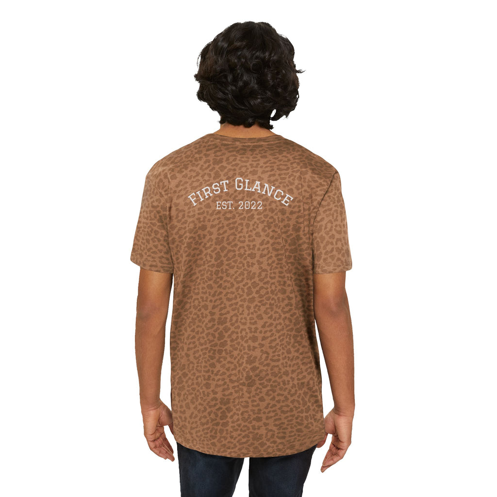 Trendy Men's Jersey Tee - 'First Glance' Leopard Print Shirt