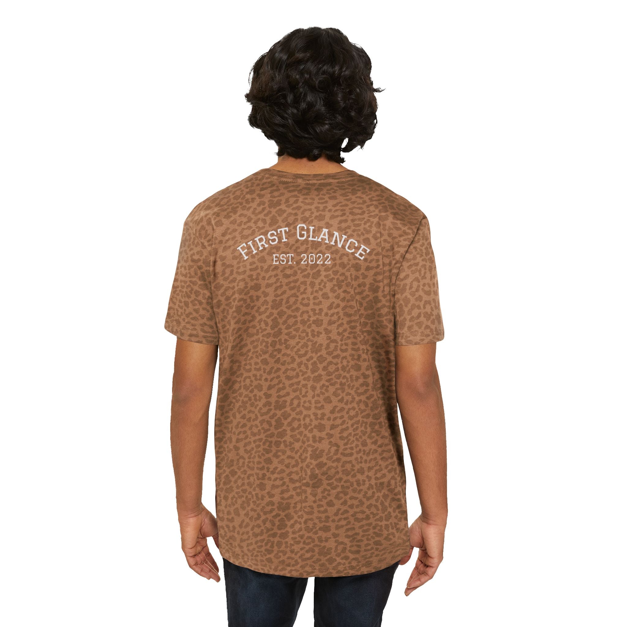 Trendy Men's Jersey Tee - 'First Glance' Leopard Print Shirt