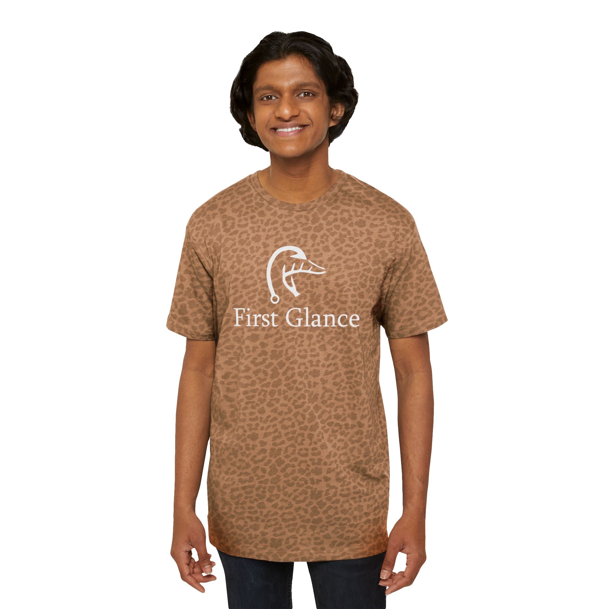 Trendy Men's Jersey Tee - 'First Glance' Leopard Print Shirt