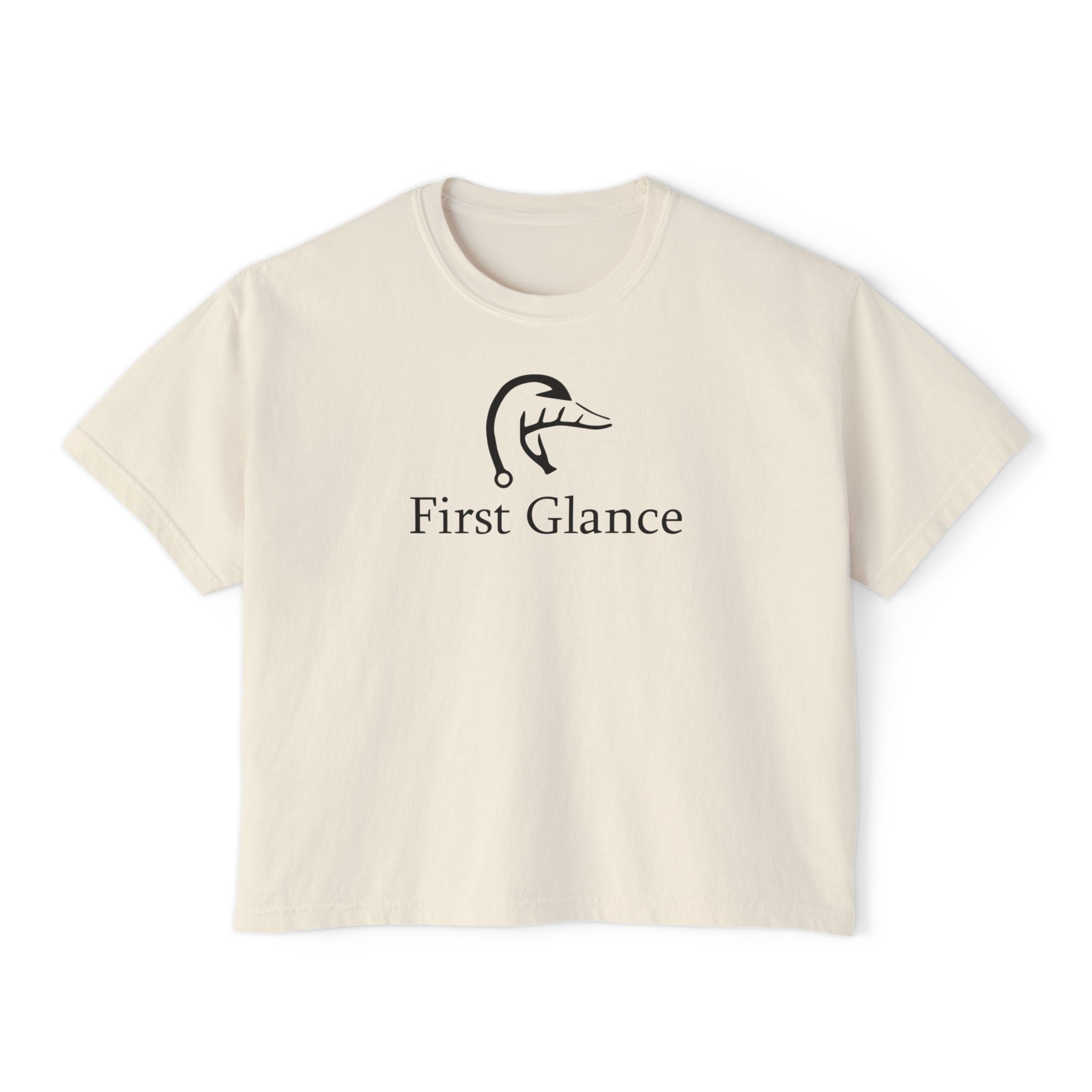 Casual Women's Boxy Tee - 'First Glance' Graphic T-Shirt