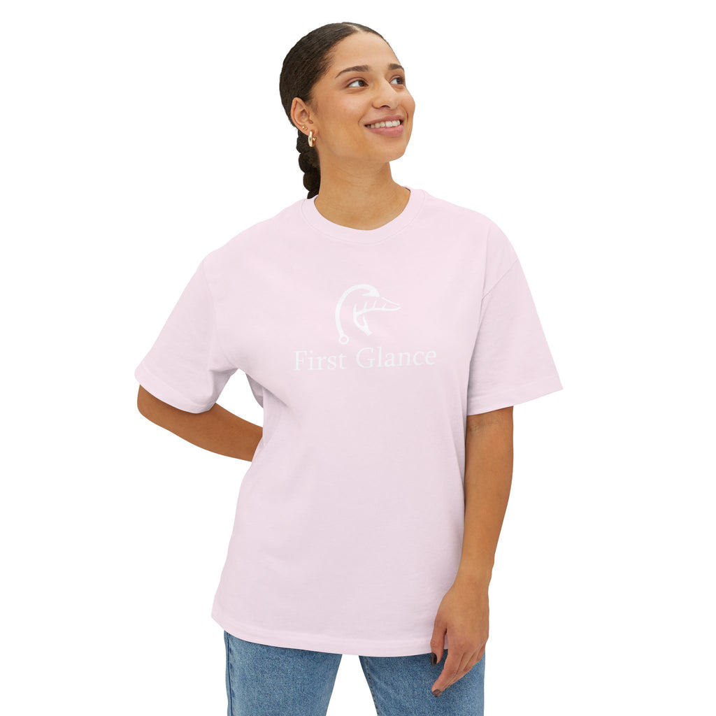 The Wave Graphic Tee — Pastel Pink Oversized Boxy Shirt