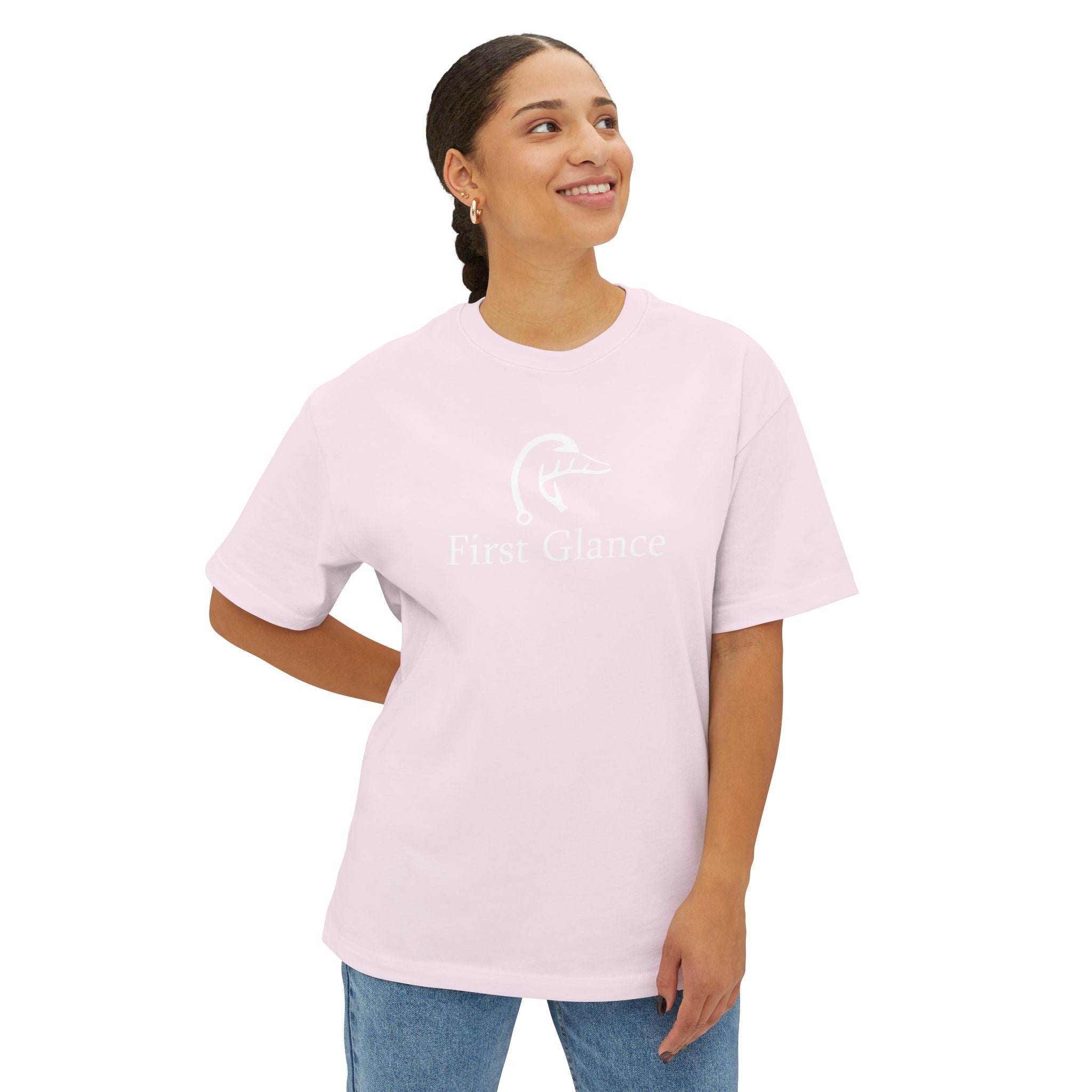 The Wave Graphic Tee — Pastel Pink Oversized Boxy Shirt