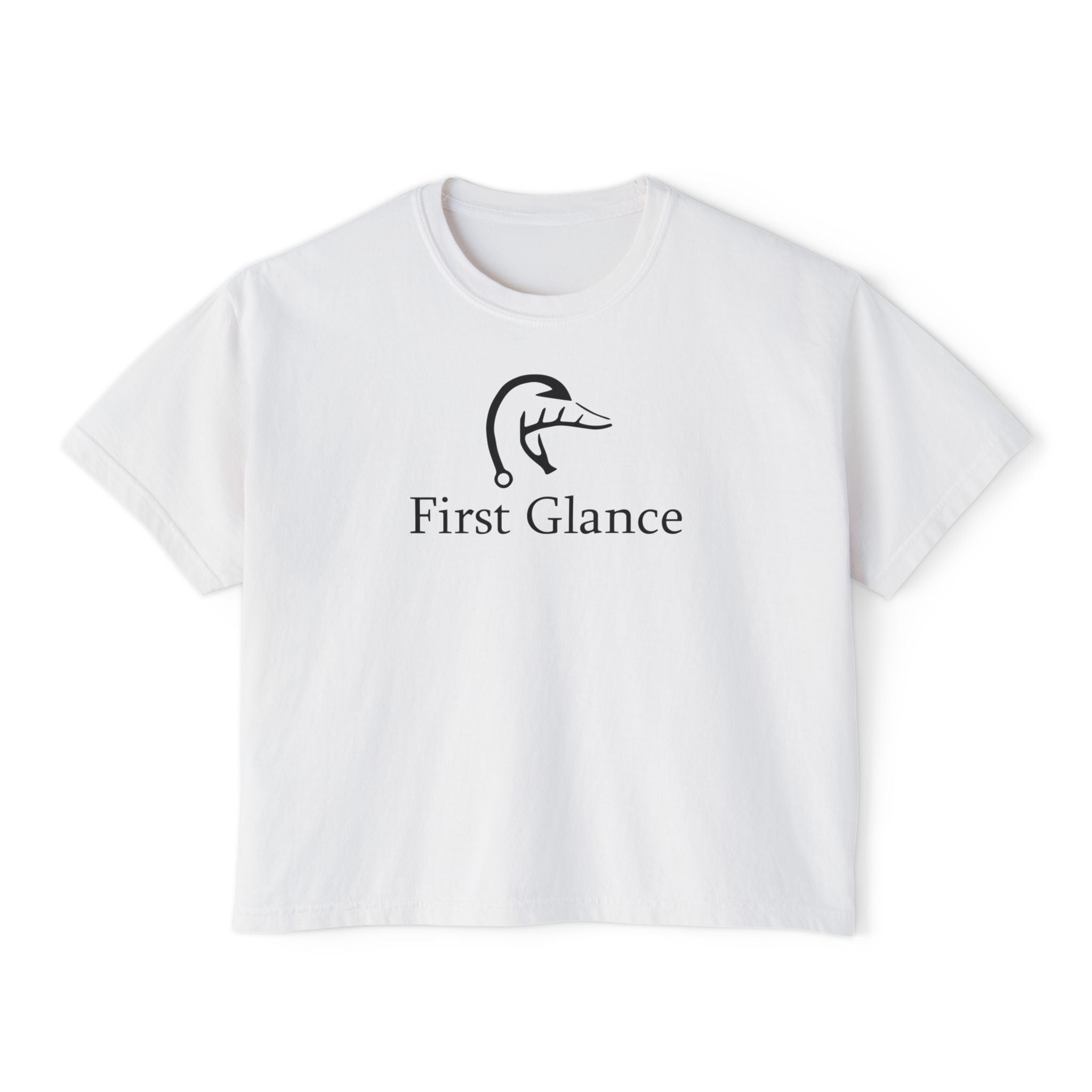 Casual Women's Boxy Tee - 'First Glance' Graphic T-Shirt