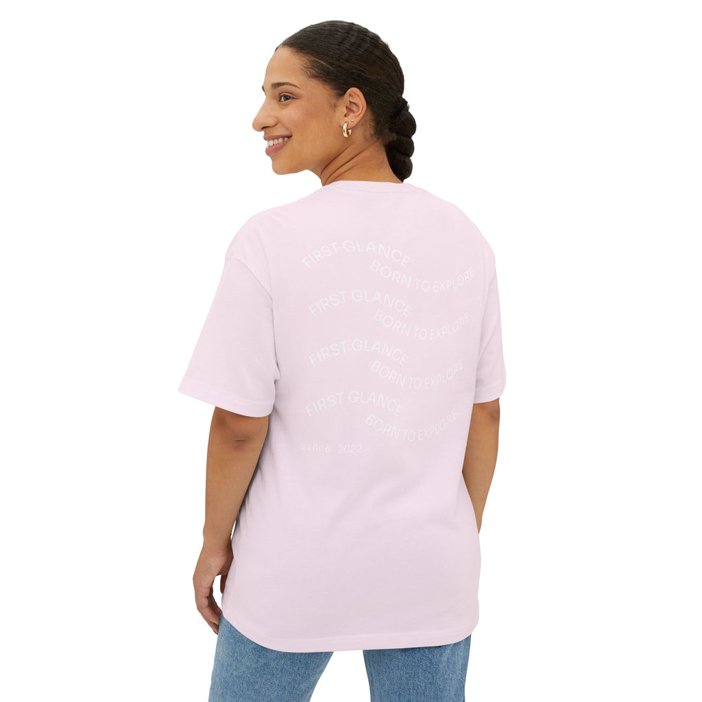 The Wave Graphic Tee — Pastel Pink Oversized Boxy Shirt