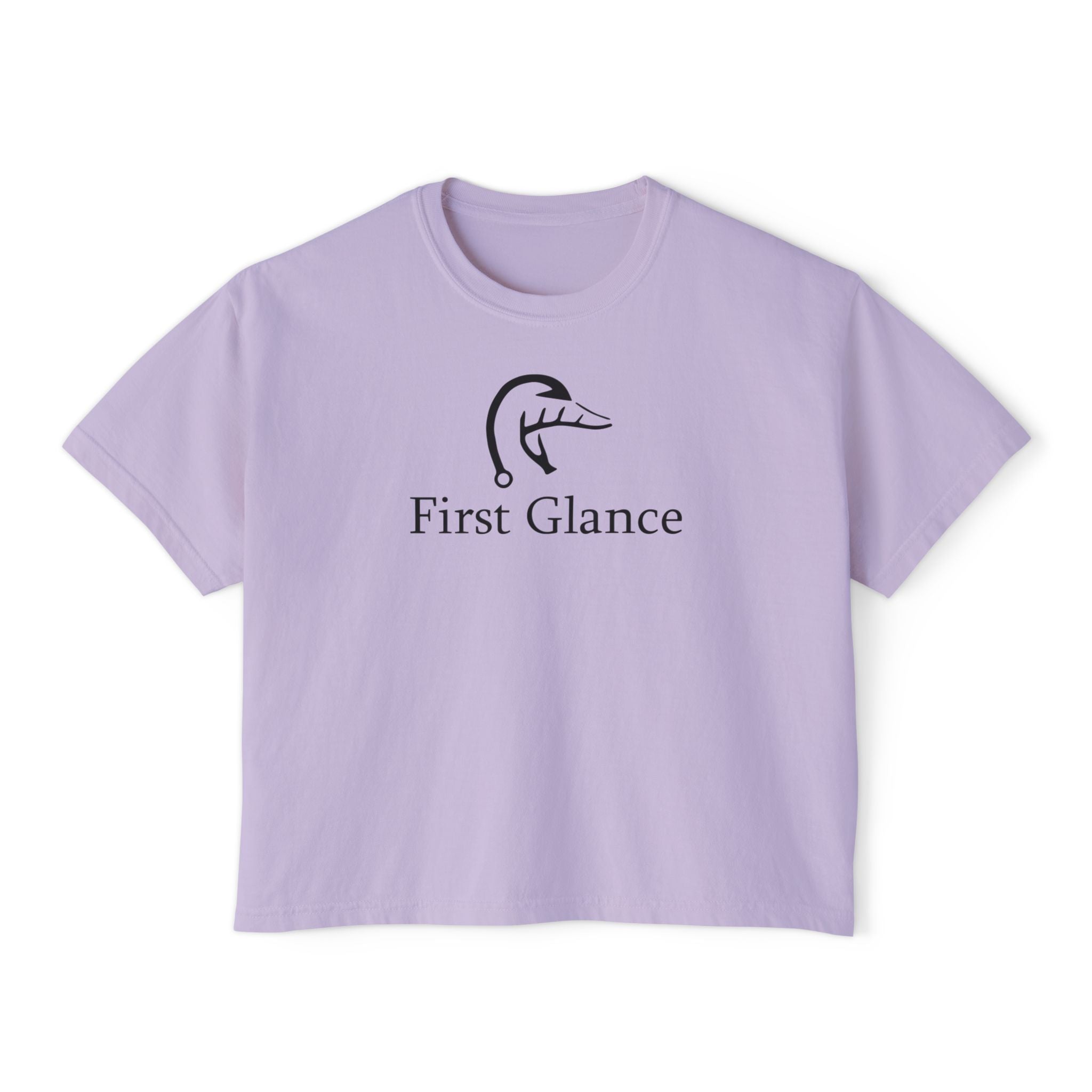 Casual Women's Boxy Tee - 'First Glance' Graphic T-Shirt