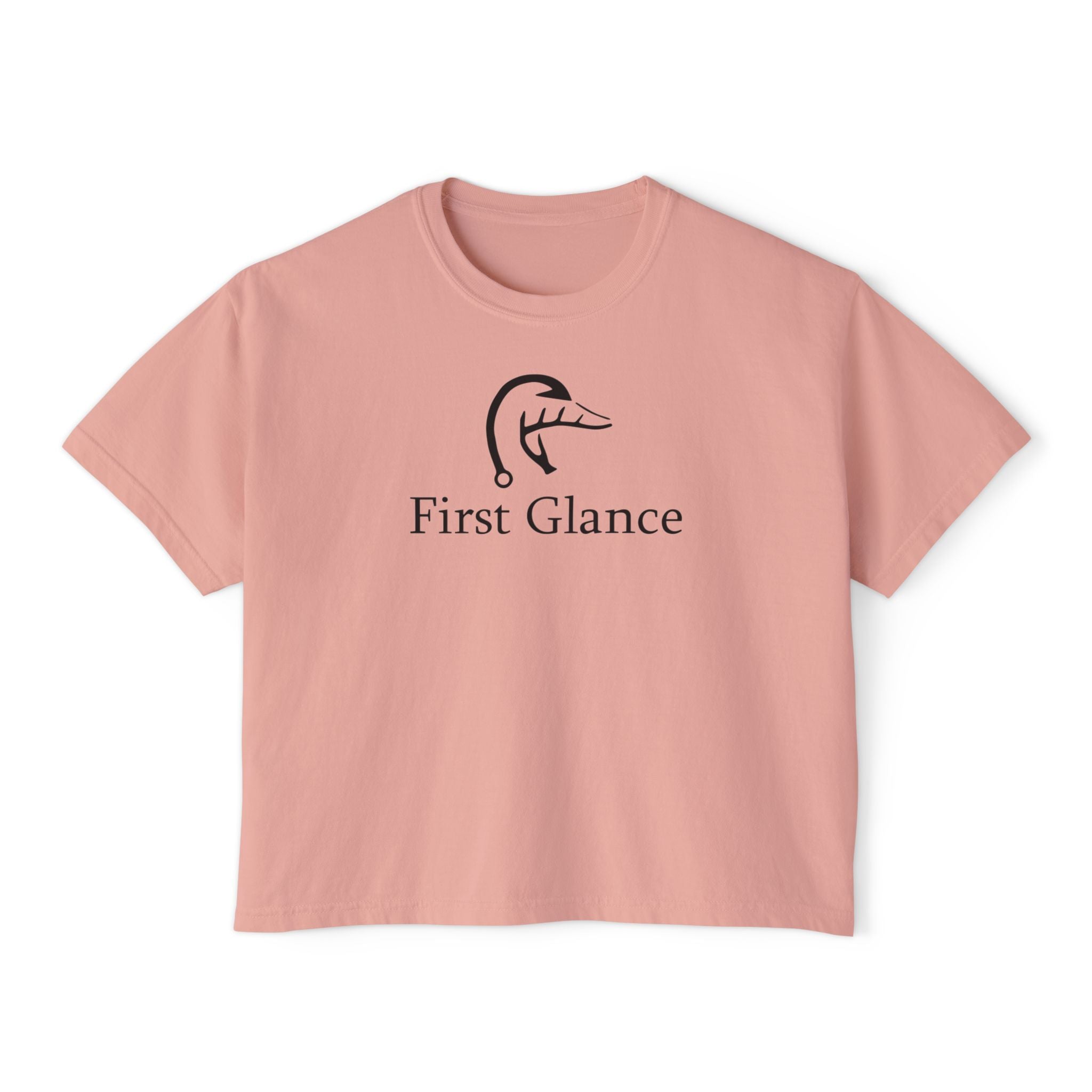 Casual Women's Boxy Tee - 'First Glance' Graphic T-Shirt