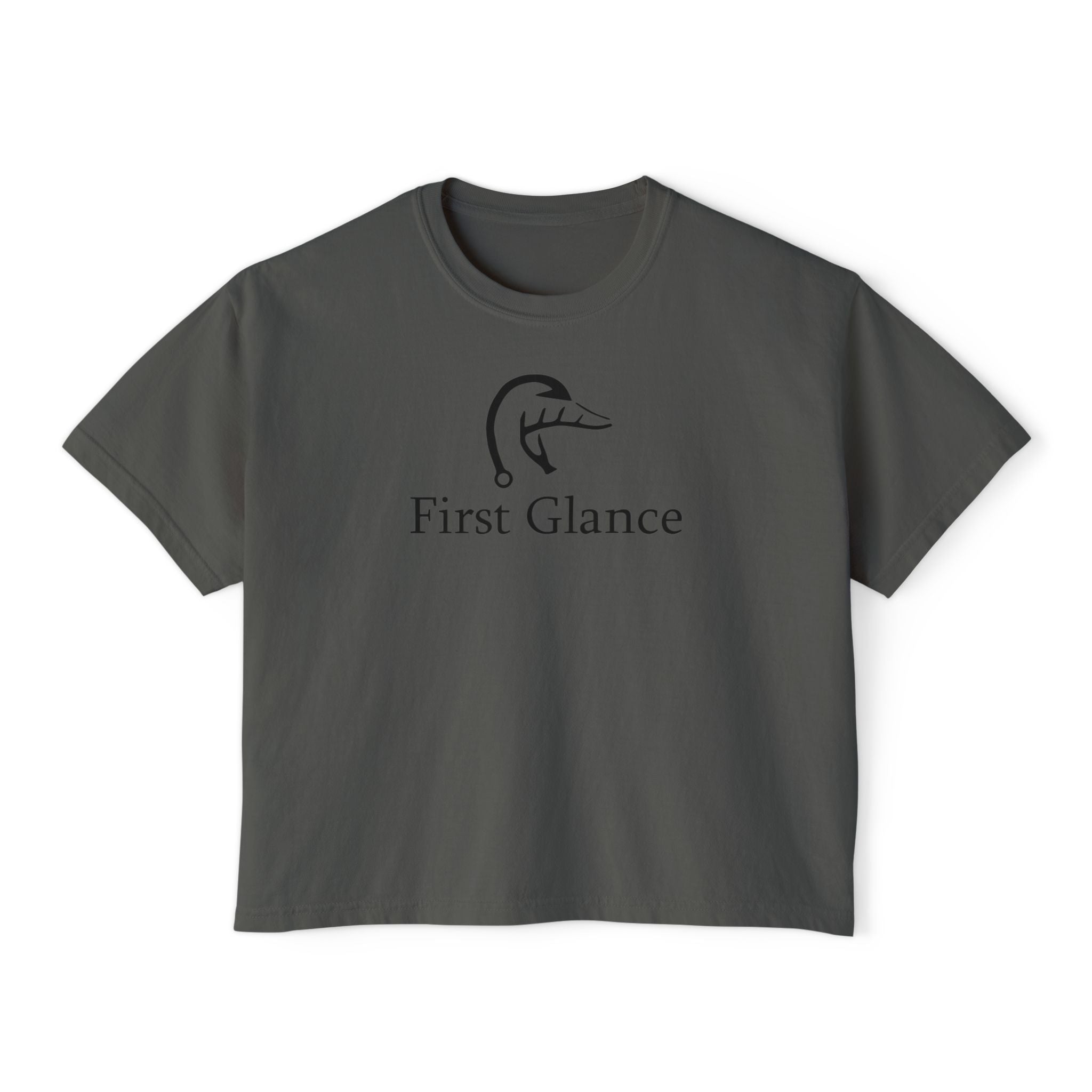 Casual Women's Boxy Tee - 'First Glance' Graphic T-Shirt