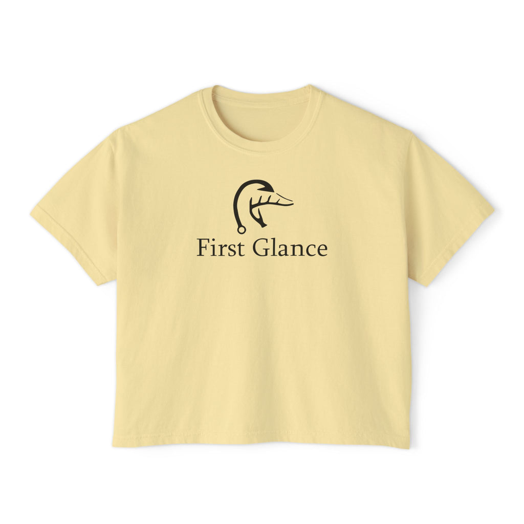 Casual Women's Boxy Tee - 'First Glance' Graphic T-Shirt
