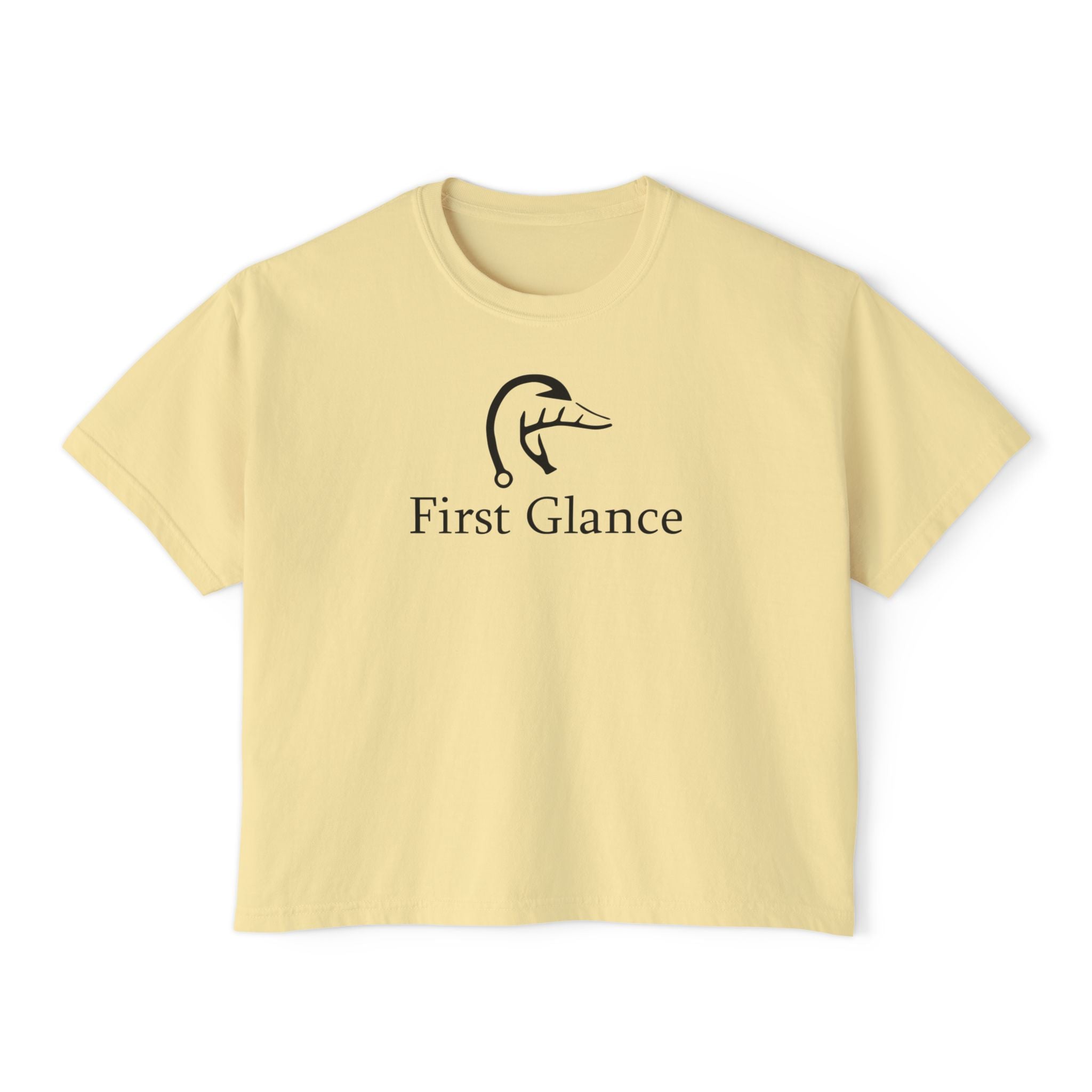 Casual Women's Boxy Tee - 'First Glance' Graphic T-Shirt