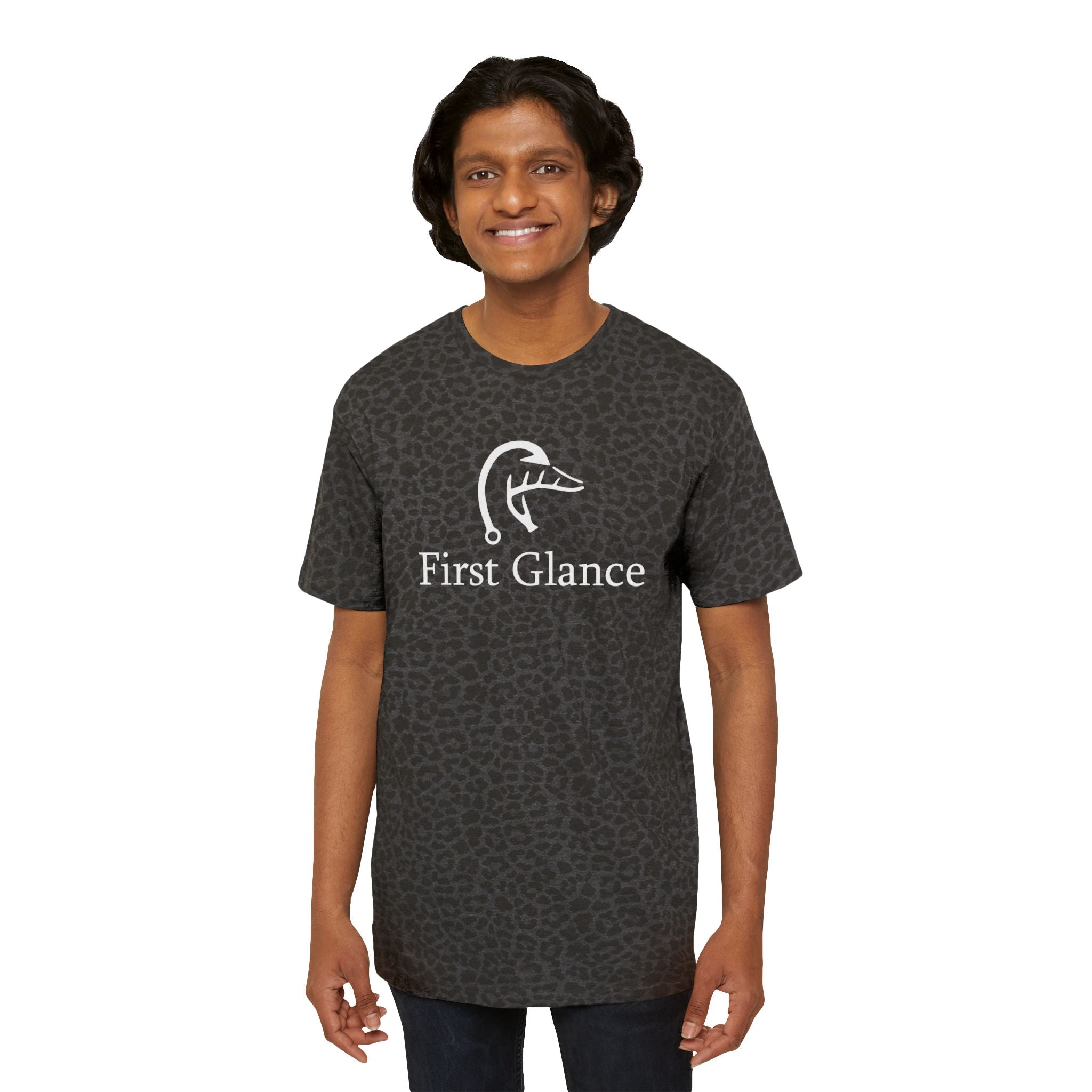 Trendy Men's Jersey Tee - 'First Glance' Leopard Print Shirt