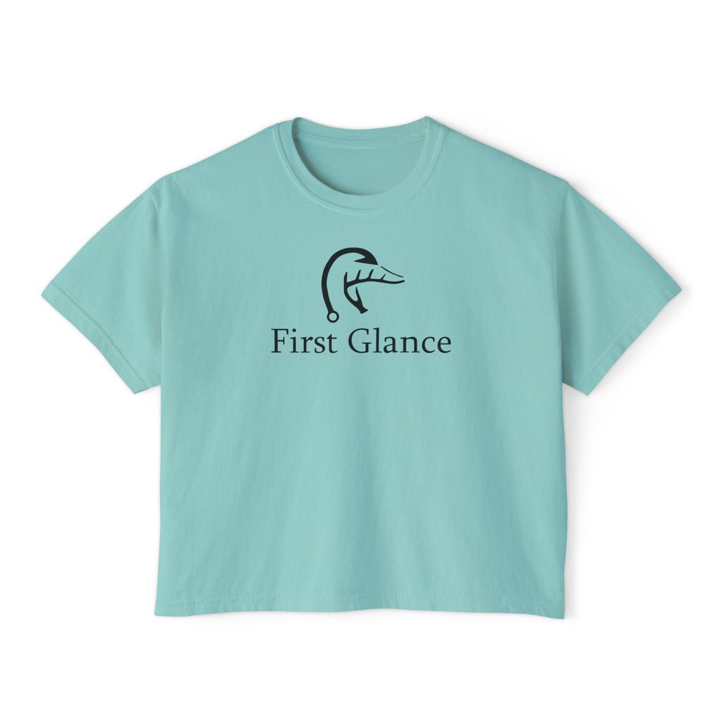 Casual Women's Boxy Tee - 'First Glance' Graphic T-Shirt