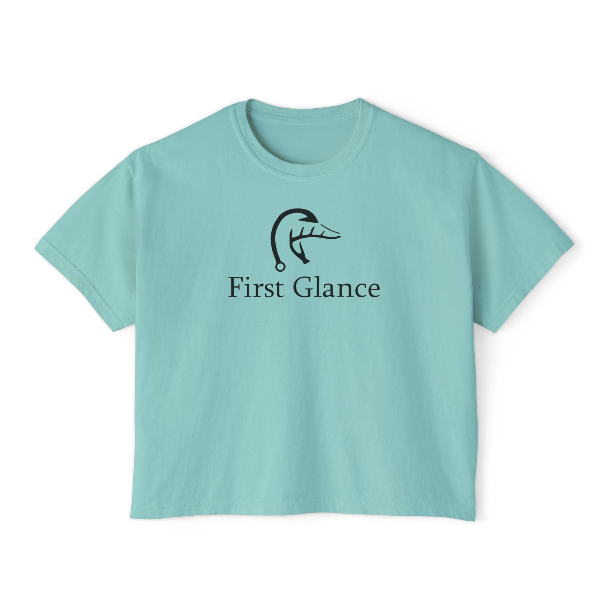 Casual Women's Boxy Tee - 'First Glance' Graphic T-Shirt
